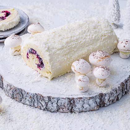 White Chocolate and Black Forest Roulade