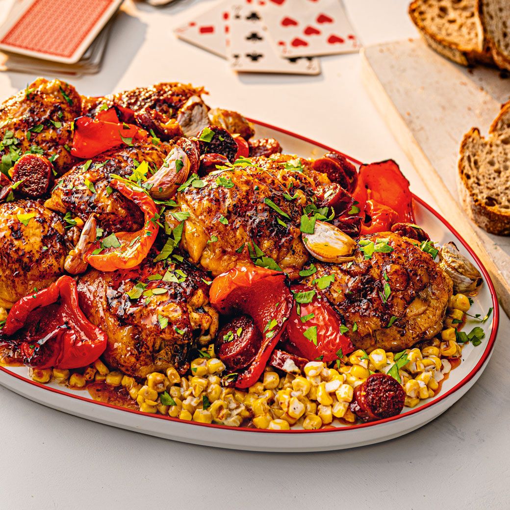 Med Veg Gratin with Falafel Crumb Crust