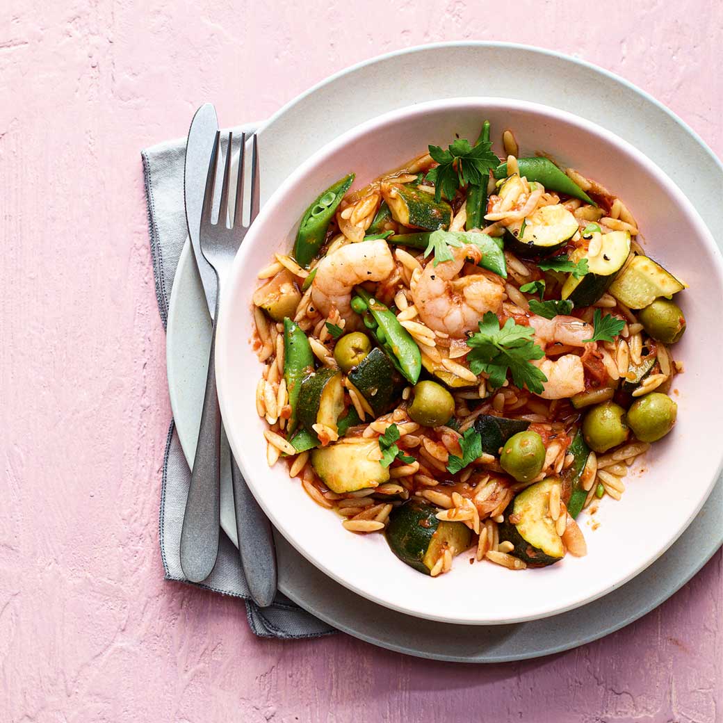 Flexitarian baked orzo