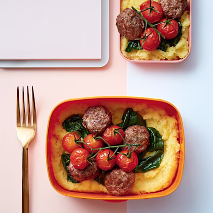 Turkey Meatballs With Parmesan Polenta