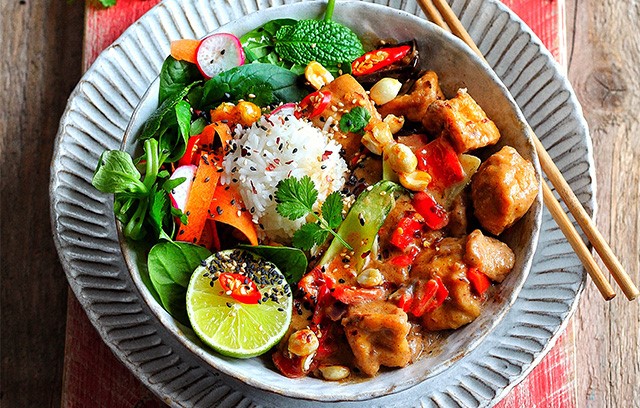 Avant Garde Vegan’s Tofu and Baby Aubergine Satay with White Miso