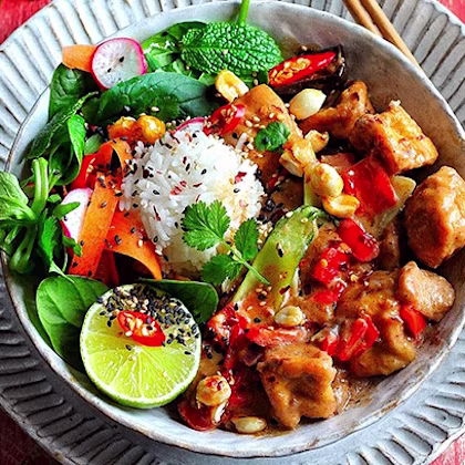 Avant Garde Vegan’s Tofu and Baby Aubergine Satay with White Miso