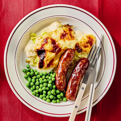 Anglesey Eggs with Sausages and Peas