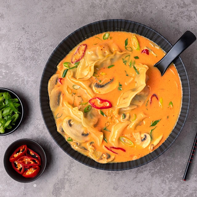 Spicy Coconut Thai Dumpling Soup