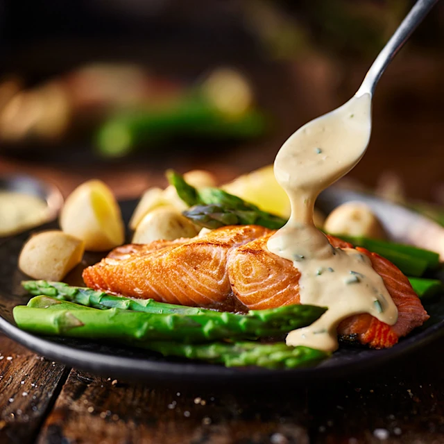 Asparagus, Salmon and Brown Butter Hollandaise