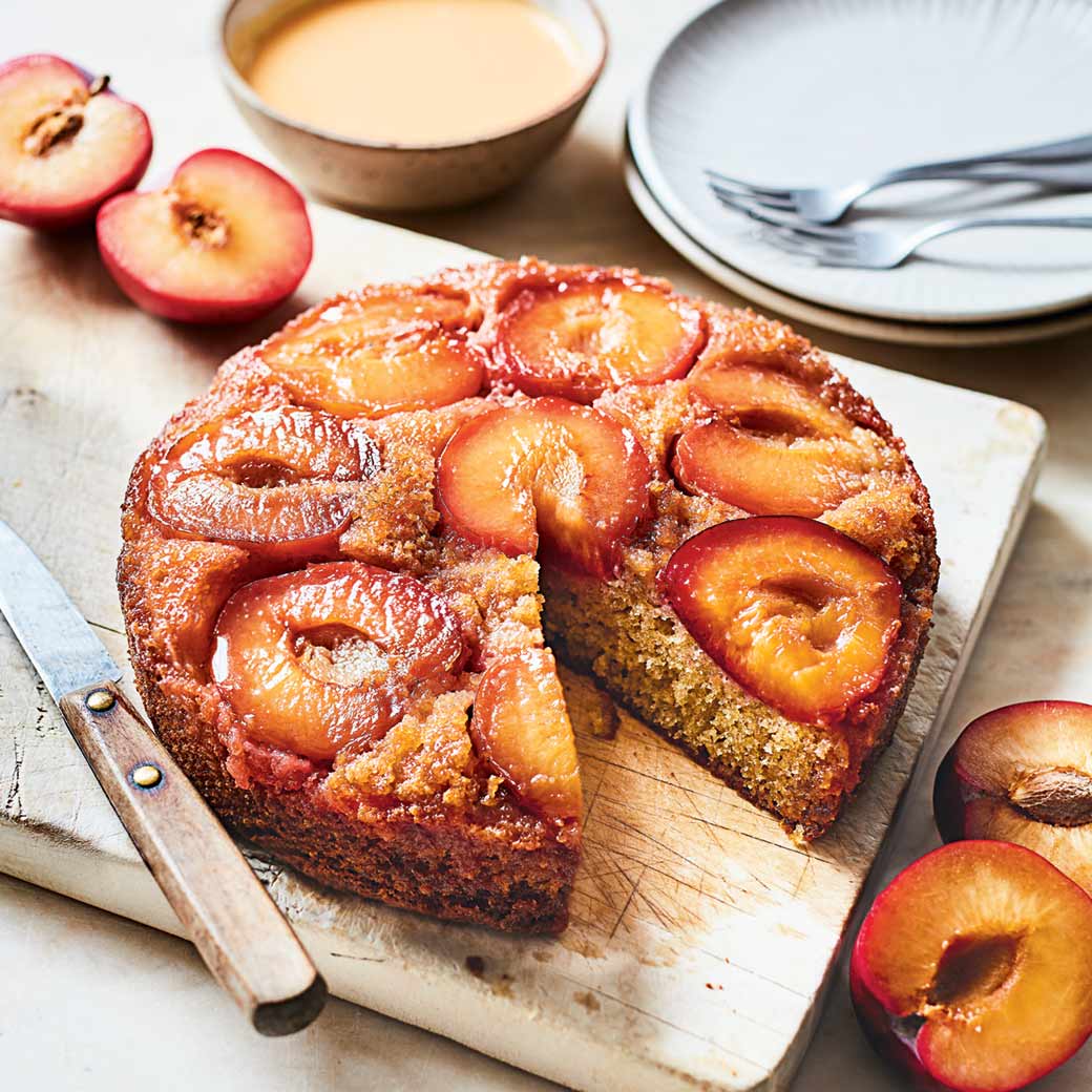 Late-Summer Plum Cake with Crème Anglaise