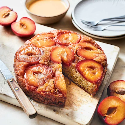 Late-Summer Plum Cake with Crème Anglaise