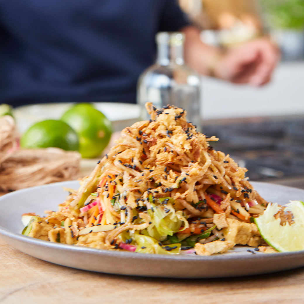 Crispy Yaki Soba Noodles with Root Vegetables
