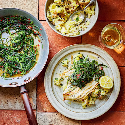 Pan-fried Plaice with Monk’s Beard and Crushed Potatoes