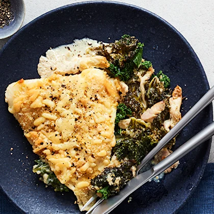 Haddock with Mushrooms, Chard and Mustard