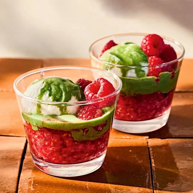 Raspberry and Matcha Affogato