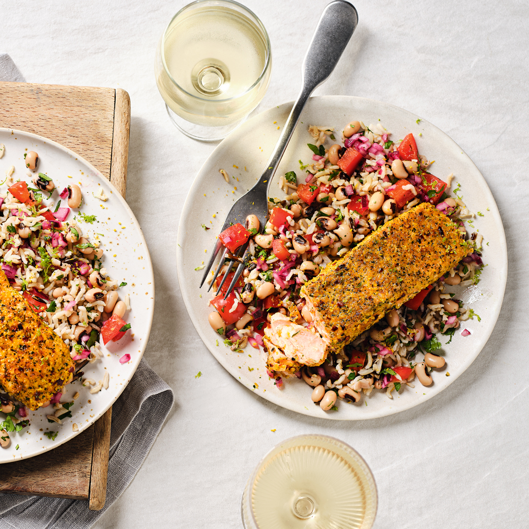 Lime and Coconut Salmon with Wild Rice Salad
