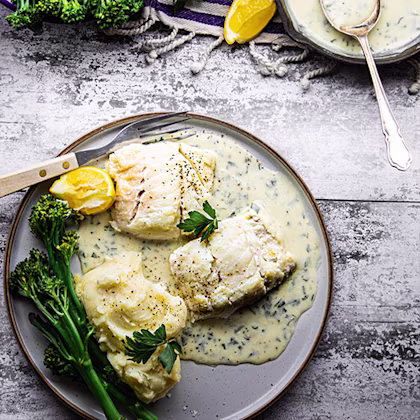 Poached Fish In Parsley Sauce