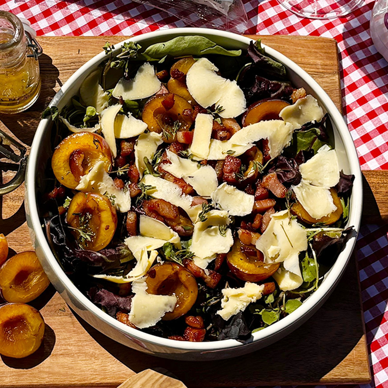 Smokey Bacon, Plum and Watercress Salad