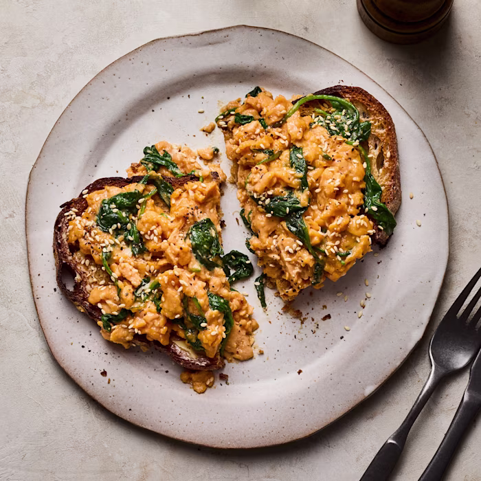 Miso and Spinach Scrambled Eggs