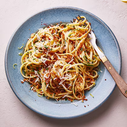 Brown Butter and Lemon Linguine with Pangrattato