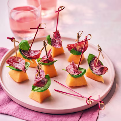 Marinated Melon and Salchichón Canapés