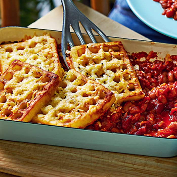 Cowboy Bean and Potato Waffle Pie
