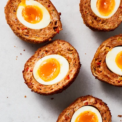 Fajita Scotch Eggs with Guacamole