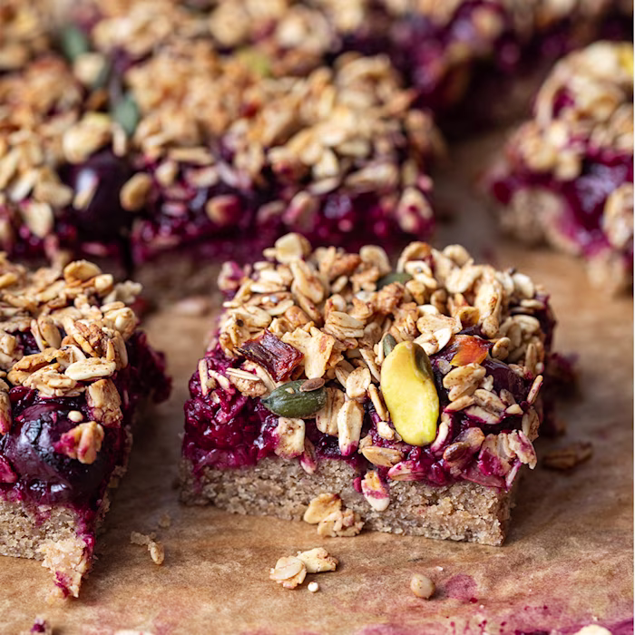 Healthier Berry and Pistachio Crumble Bars