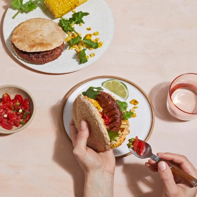 Moving Mountains Pitta Burger with Fresh Salsa