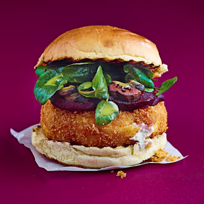 Fried Goat’s Cheese and Beetroot Bun