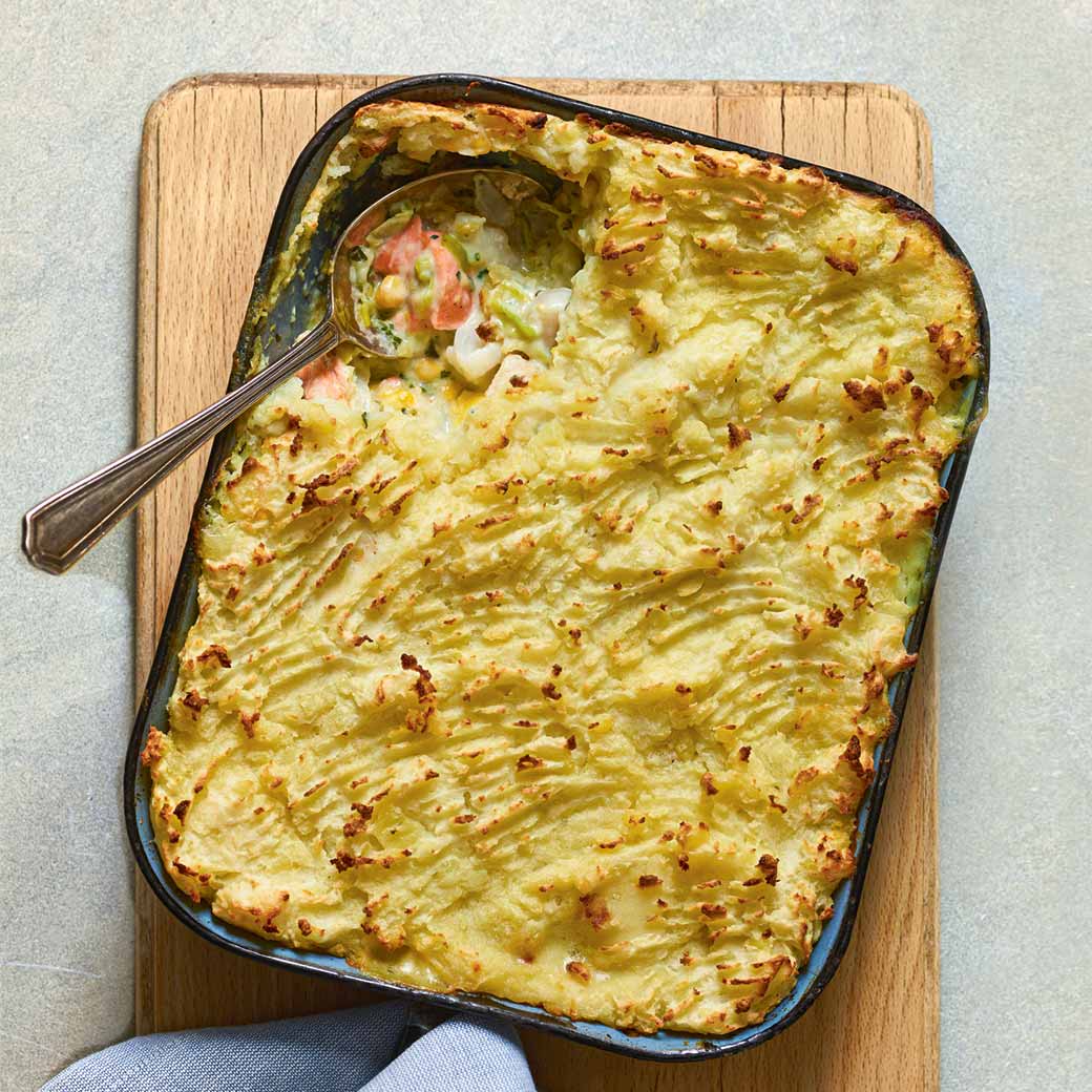 Fish Pie with Leeks and Scallops