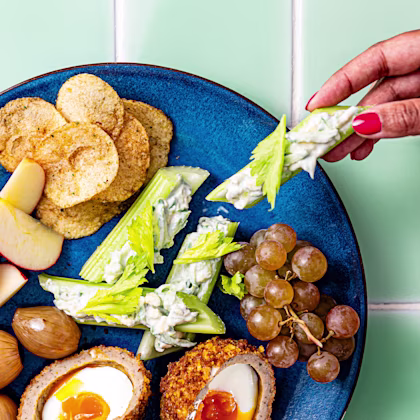 Cucumber- and Stilton-stuffed Celery Sticks