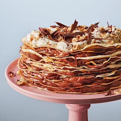 Dark Chocolate and Hazelnut Layered Crêpe Cake