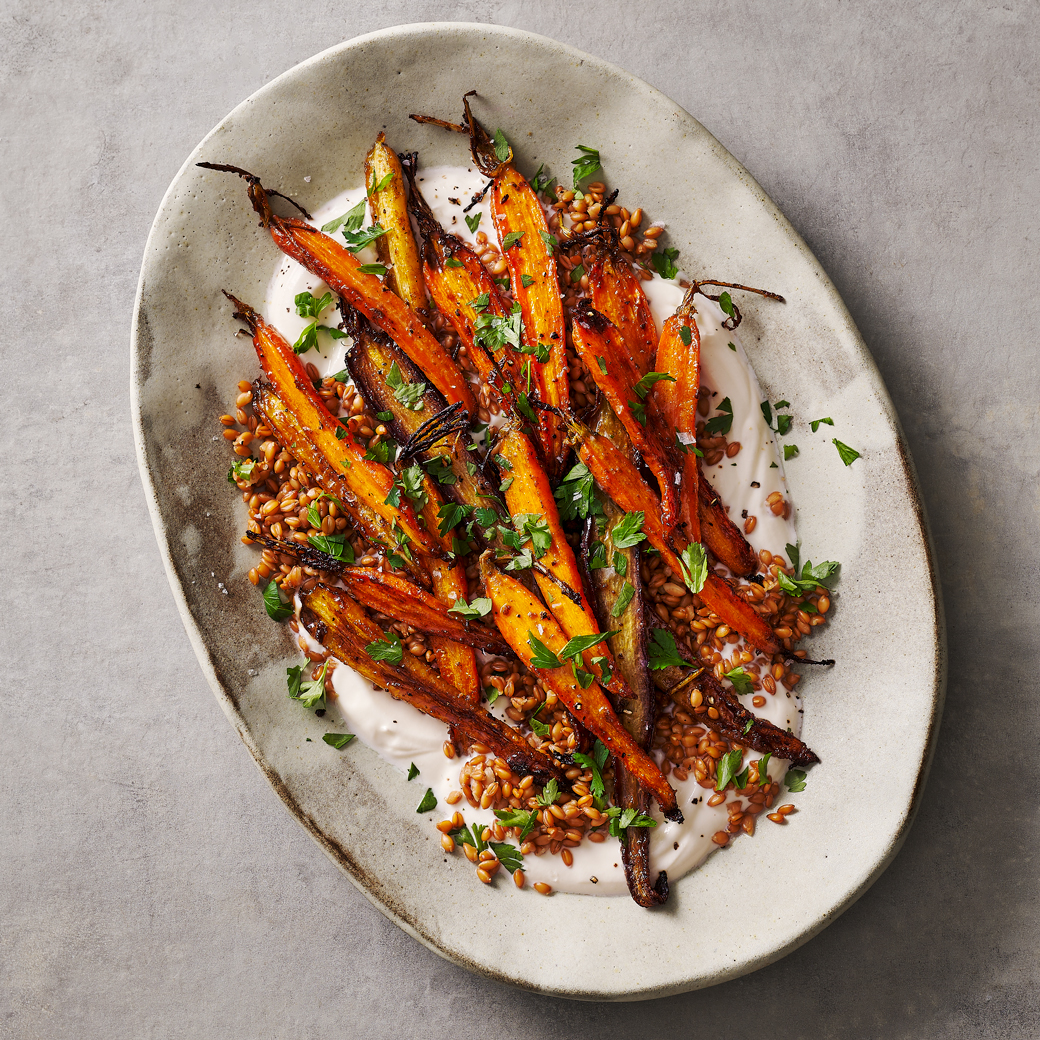 Honey-Mustard Carrots with Spelt 