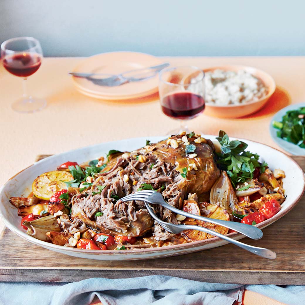 Garlic and oregano lamb with artichokes