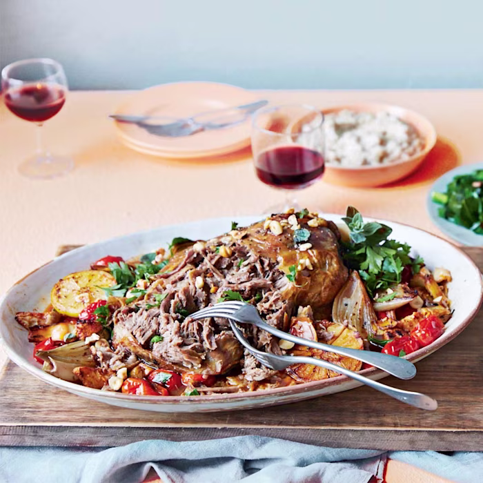 Garlic and oregano lamb with artichokes