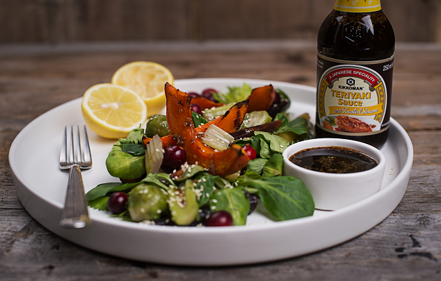 Warm Vegan Vegetable Salad With Teriyaki Sesame Dressing