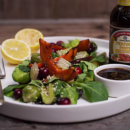 Warm Vegan Vegetable Salad With Teriyaki Sesame Dressing
