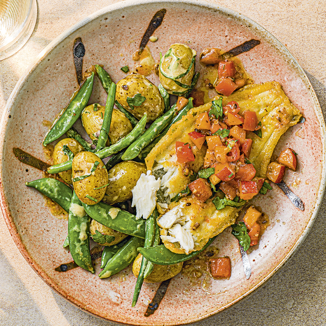 Pan-Fried Sole, Apricot Salsa and Potato Salad