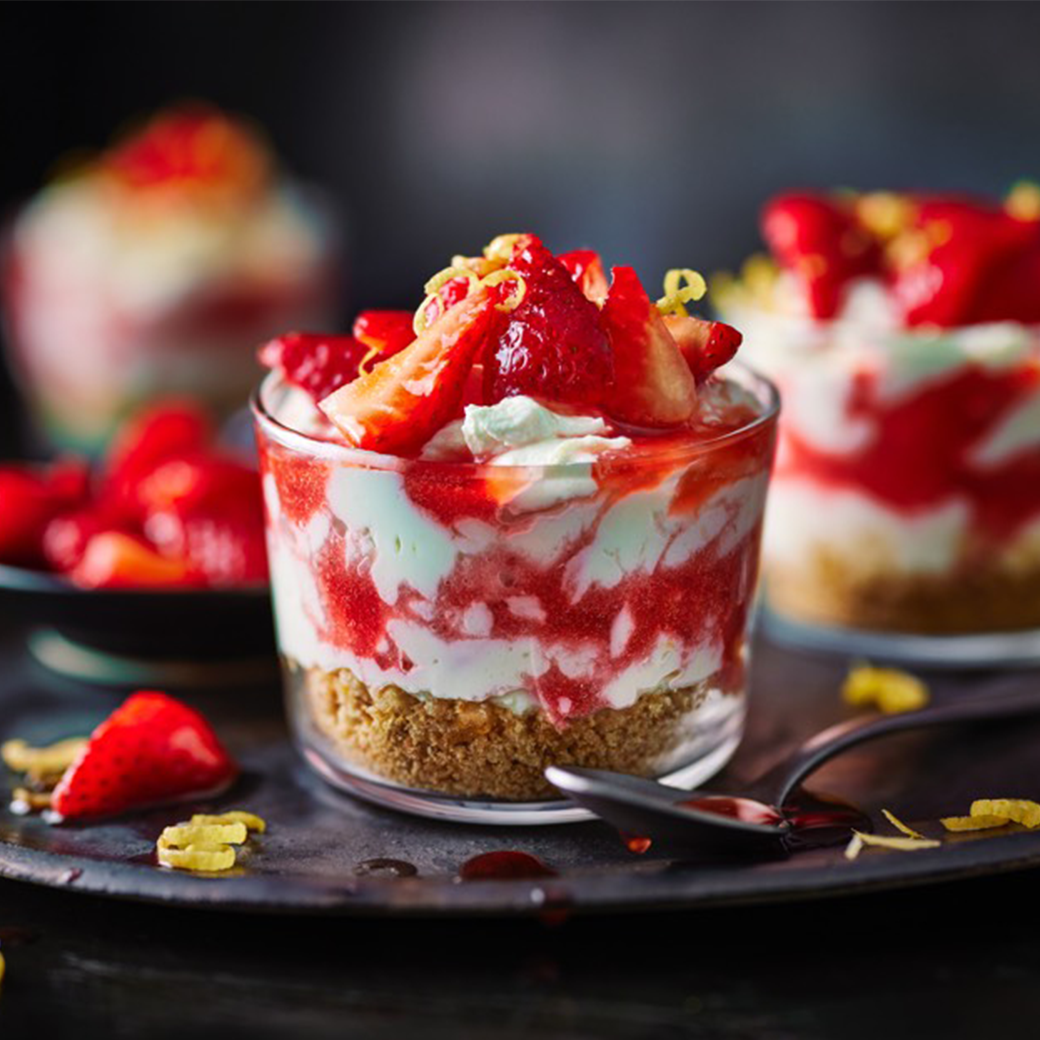Tom Kerridge's Quick Strawberry Cheesecake Pots