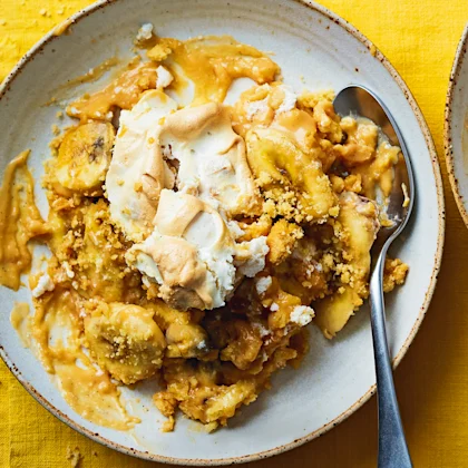 Banana Pudding with Hazelnut Meringue