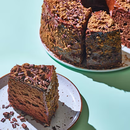 Dark Chocolate Angel Cake with a Crunchy Chocolate Crust