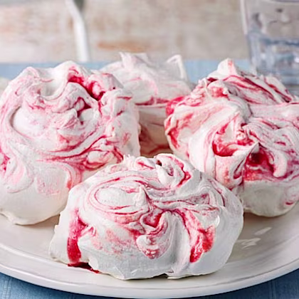 Raspberry Ripple Meringues
