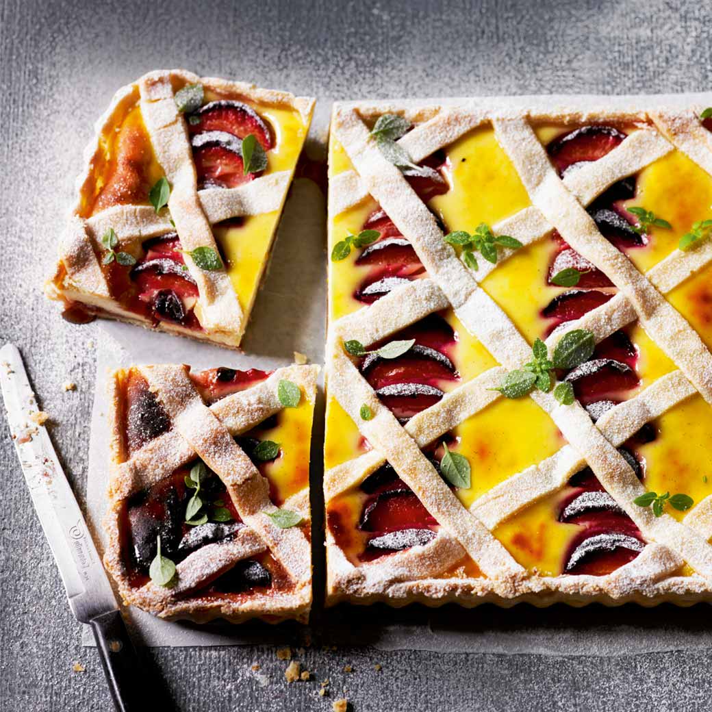 Ricotta and Plum Lattice Pie