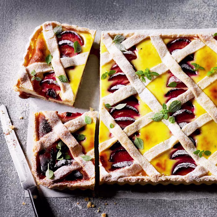 Ricotta and Plum Lattice Pie