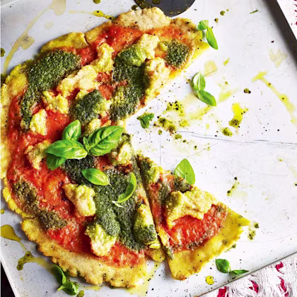 Gluten Free Pizza with Pesto & Cashew Cheese
