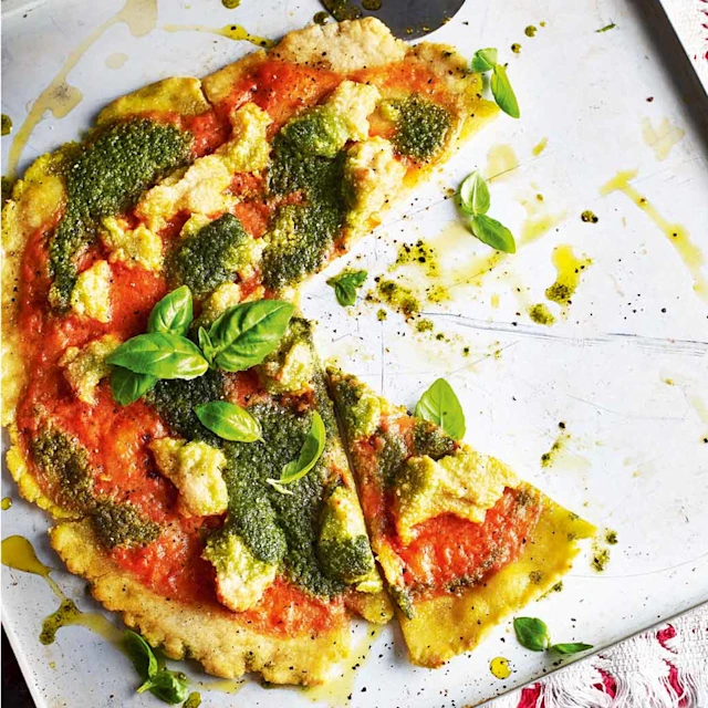 Gluten Free Pizza with Pesto & Cashew Cheese