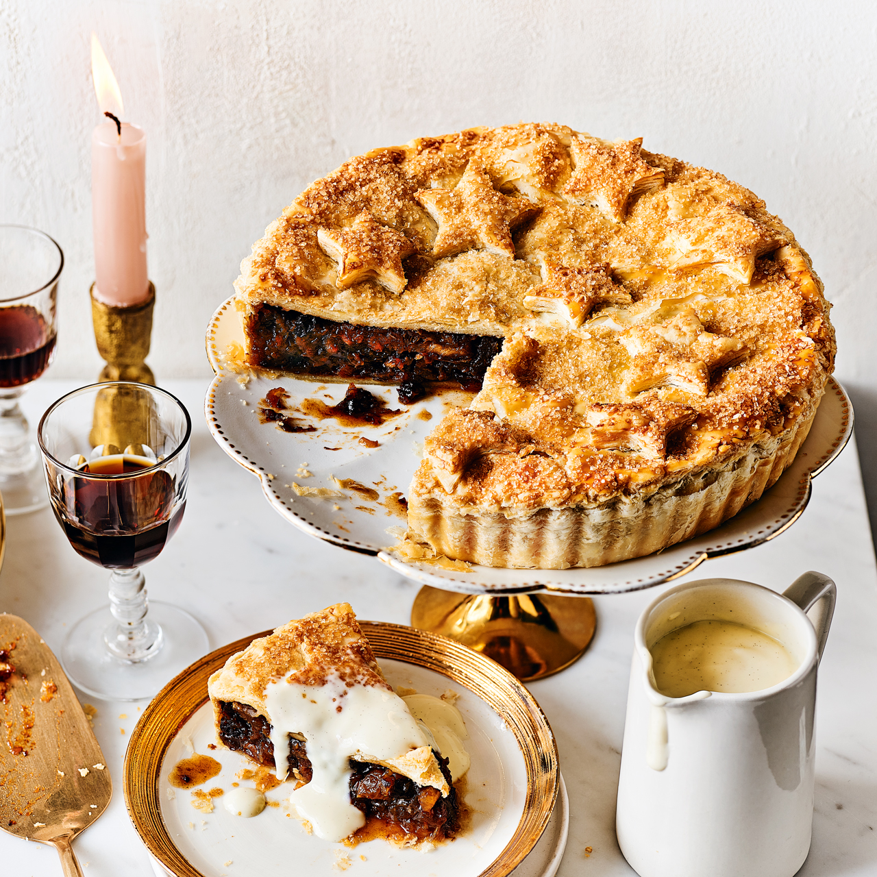 Giant Mince Pie with Spiced Custard