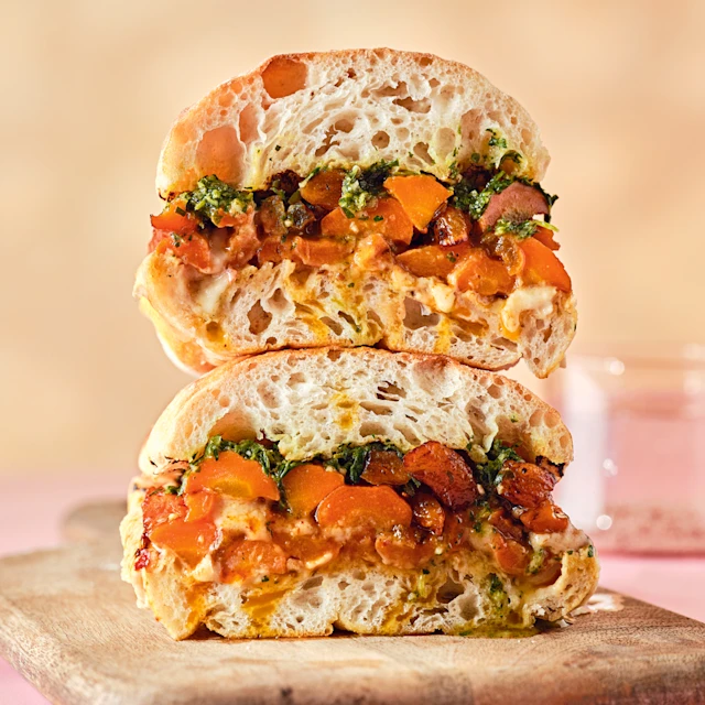 Spiced Carrot and Apricot Sandwich with Salsa Verde