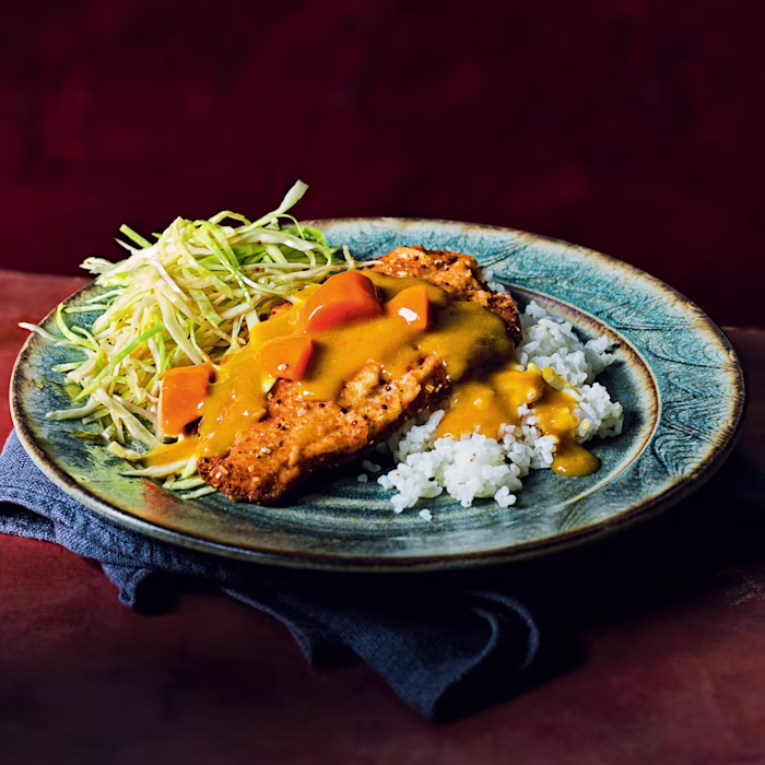 Crunchy Sesame Cabbage with Katsu Curry Sole
