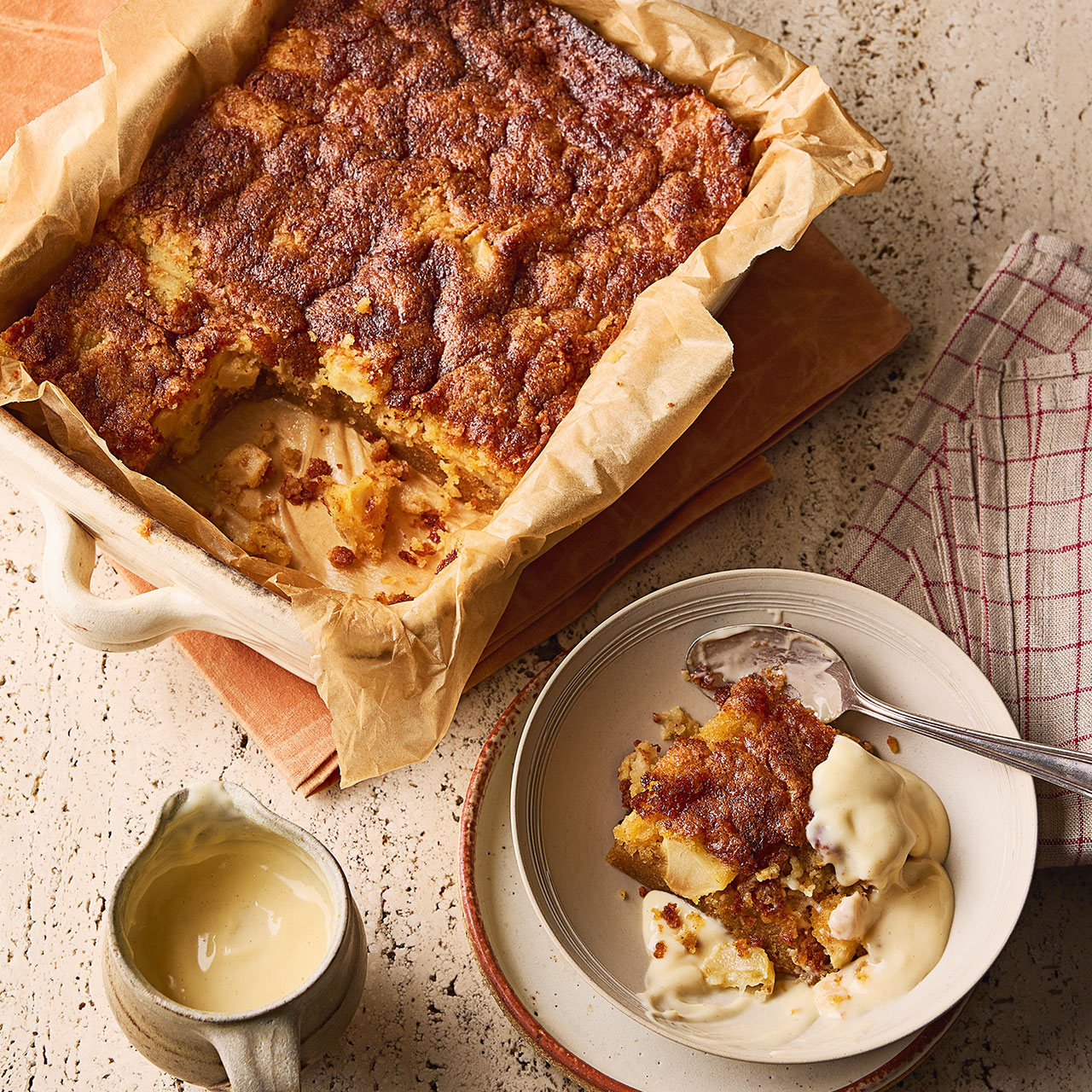 Dorset Apple Cake with Cinnamon Custard 