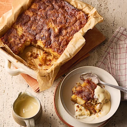 Dorset Apple Cake with Cinnamon Custard