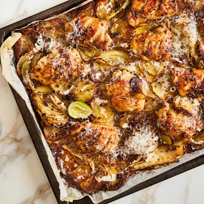 This hands-off midweek dinner by Yotam Ottolenghi combines everything in one tray - the citrus and spice blend brings the chicken to life, while the juices create a delicious sauce to be mopped up with crusty bread.