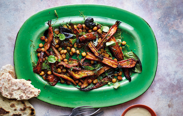 Roasted Carrot & Chickpea Traybake